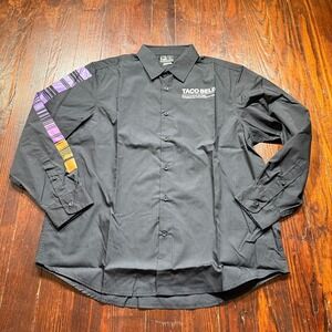 Taco Bell Shirt Mens L Black Graphic Sleeve Uniform Long Sleeve Button Down NWT